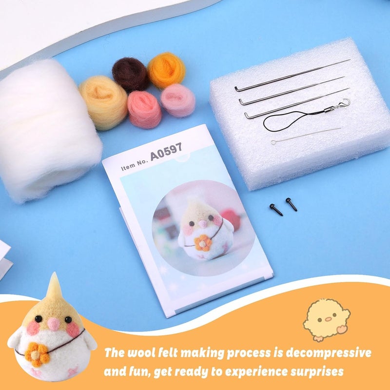 SOCNITC Needle Felting Kit for Beginners, Animal Doll Making Supplies with Tools, Soft Wool Roving, Foam Mat, Instructions, Accessories for Adults - Image 3